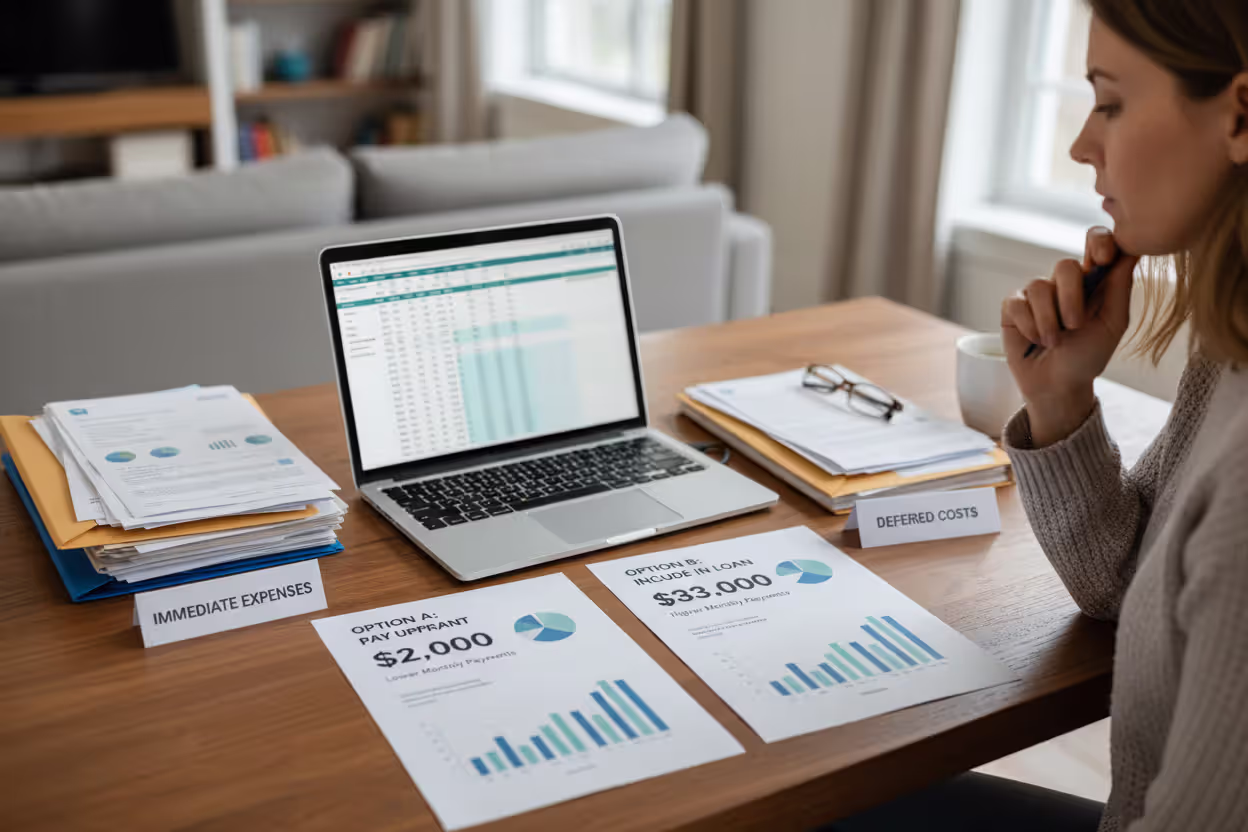 Homeowner comparing two home equity loan offers at a desk
