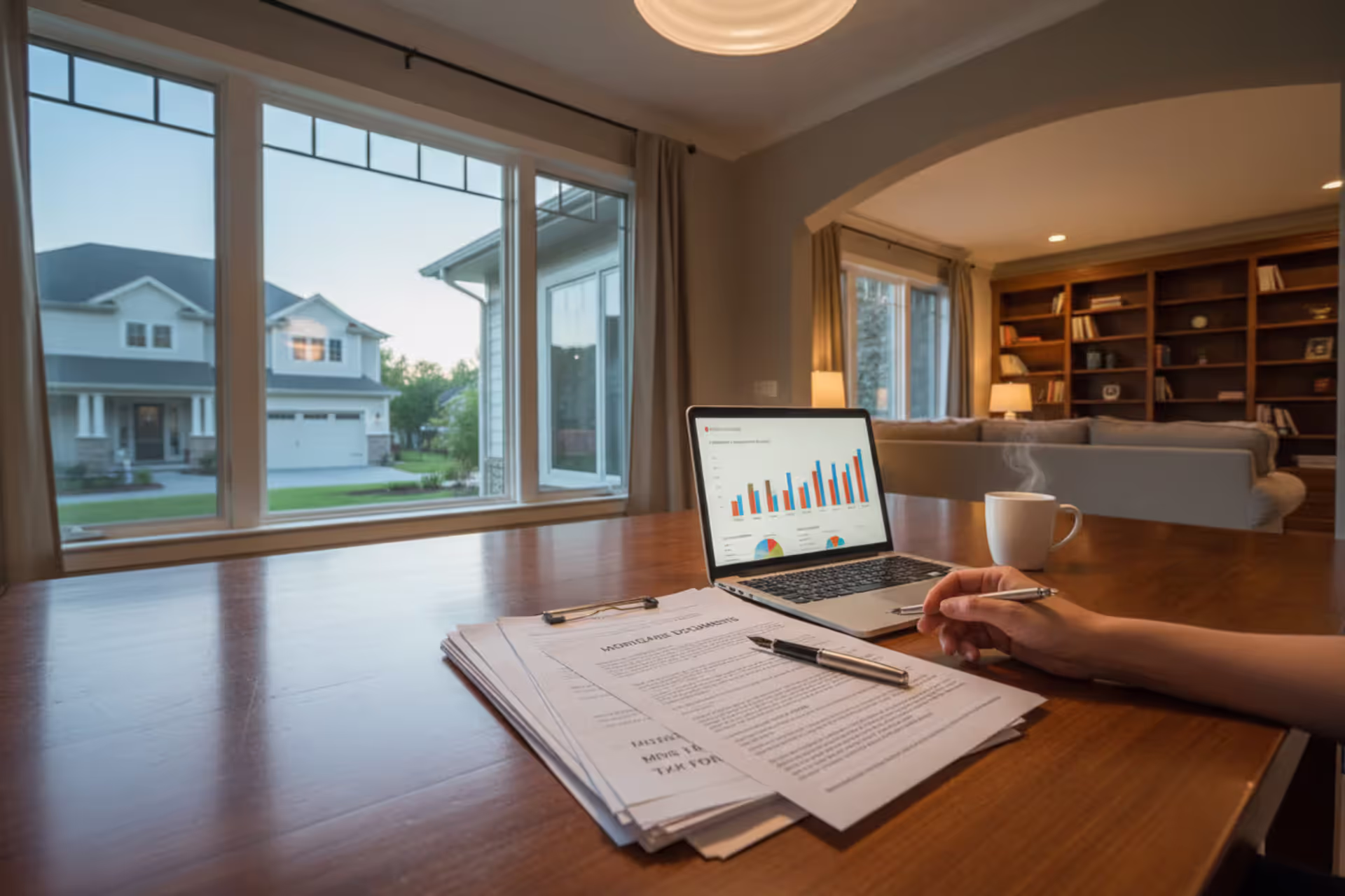 Homeowner reviewing home equity loan and tax documents