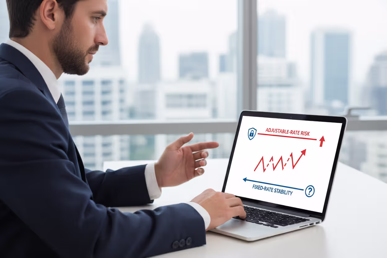 Borrower comparing fixed-rate and adjustable-rate mortgage options