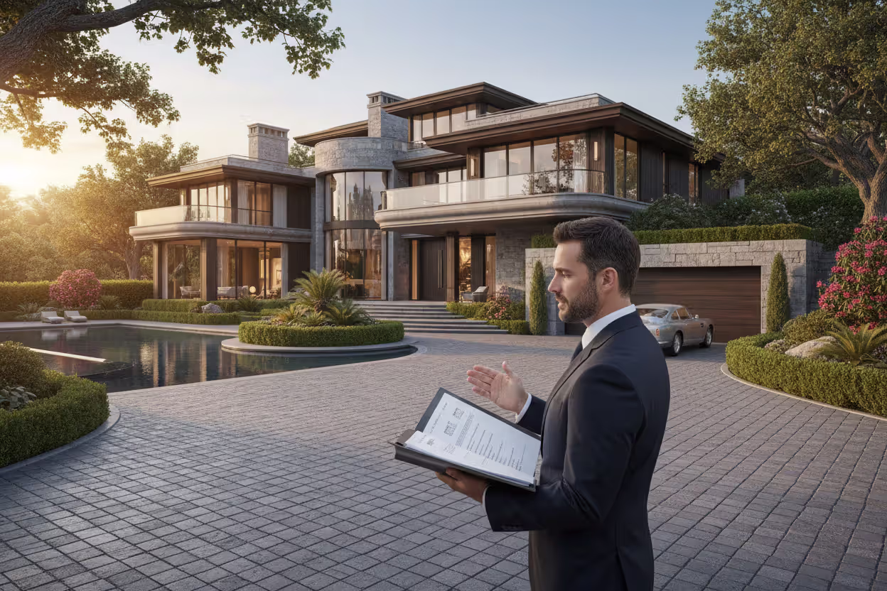 Property appraiser evaluating a high-value home