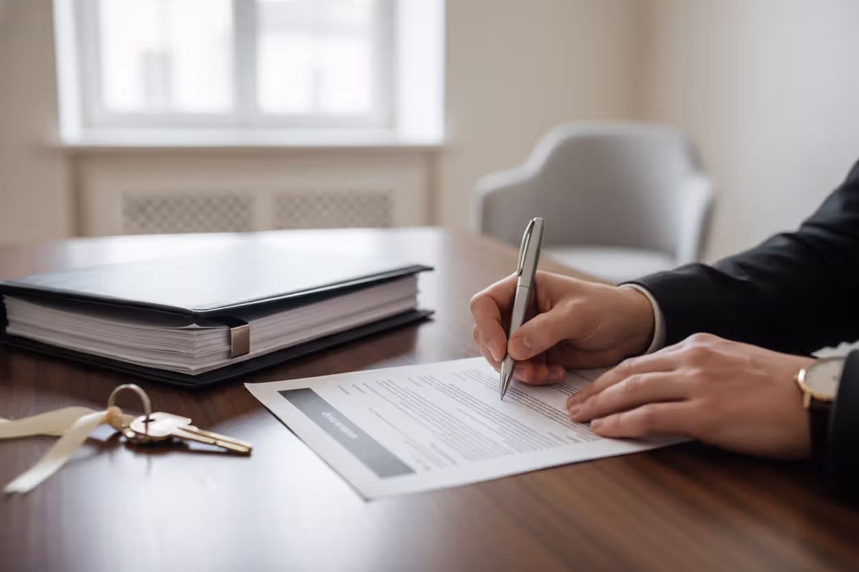 Homebuyer signing documents for a high-value property purchase