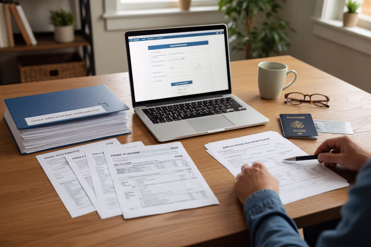 Homebuyer preparing financial documents for FHA pre-approval