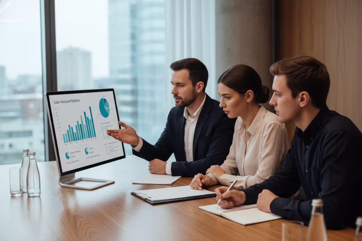 Mortgage advisor explaining loan options to clients