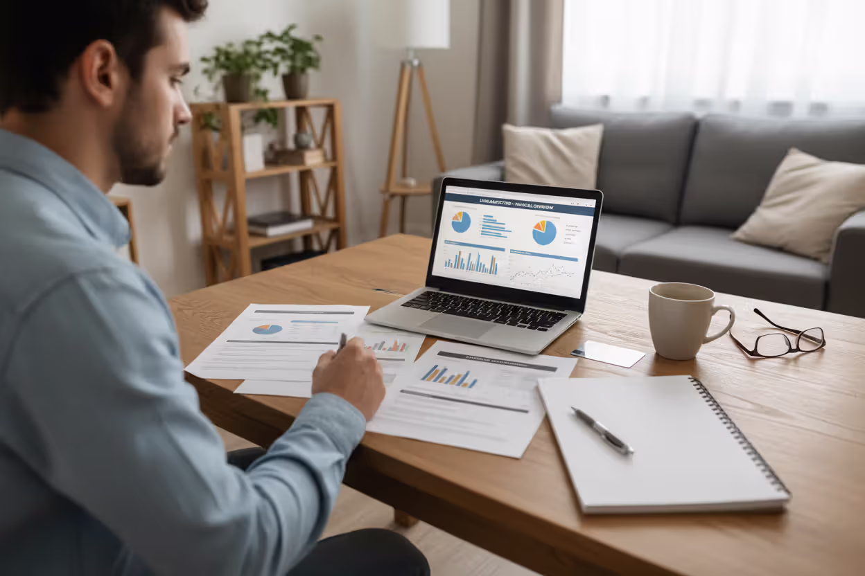 Person preparing financial documents before applying for a mortgage