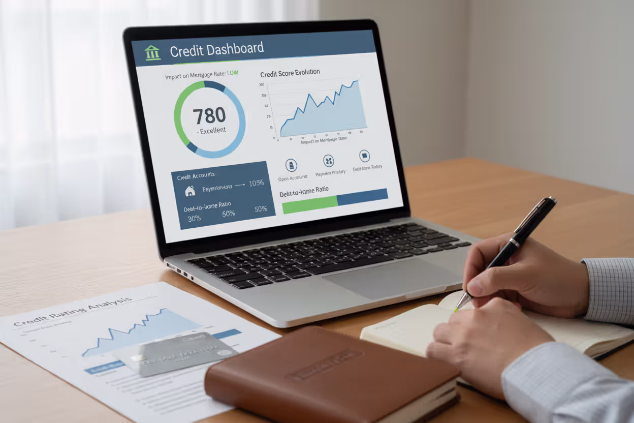 Borrower reviewing credit profile and mortgage pricing factors