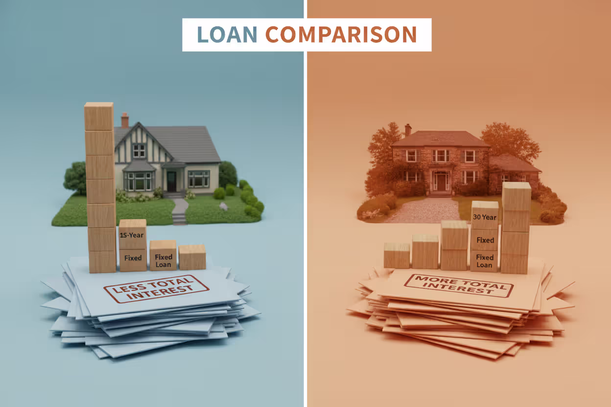 Visual comparison of 15-year and 30-year mortgage terms
