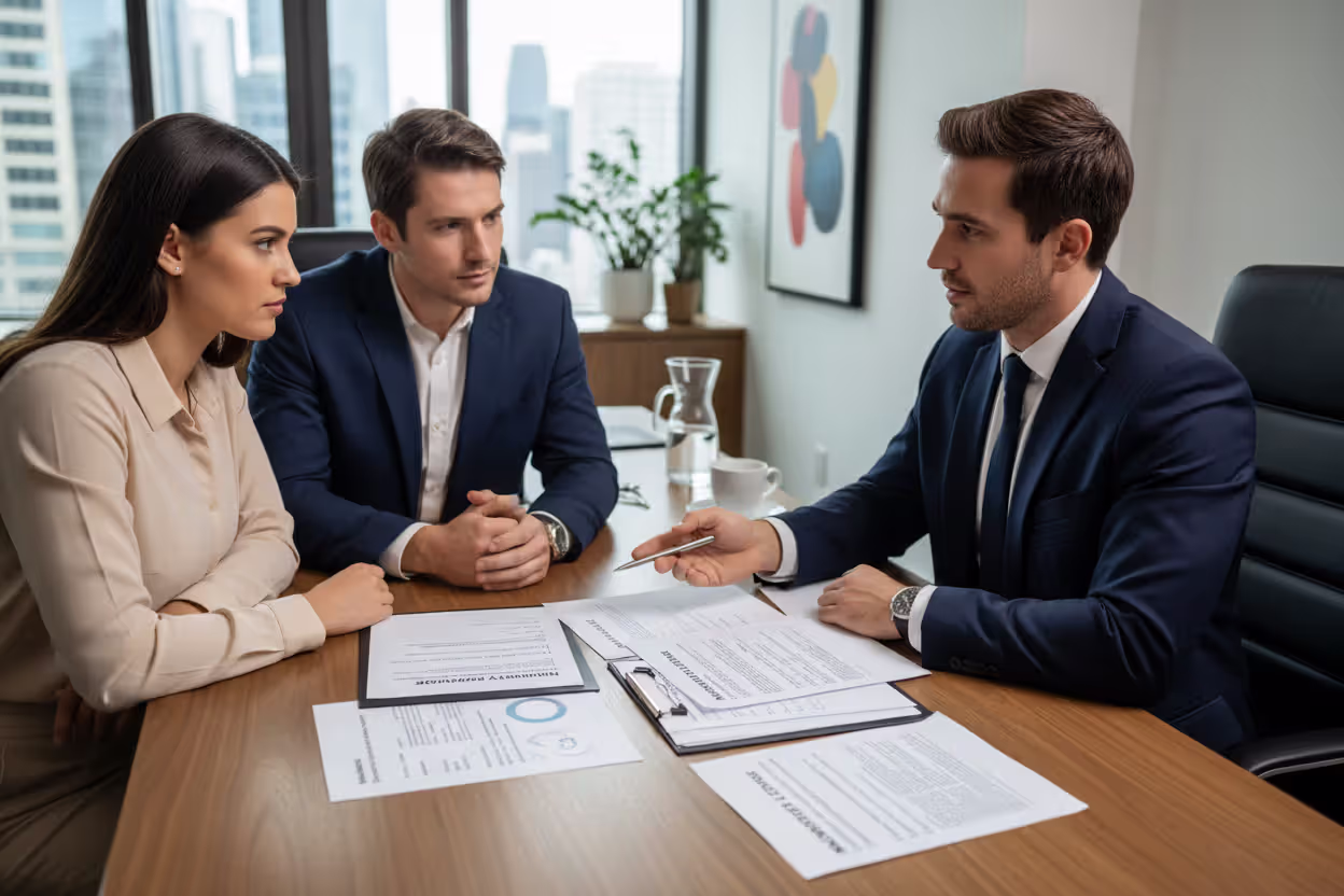 Mortgage advisor explaining loan options, APR, and costs to clients