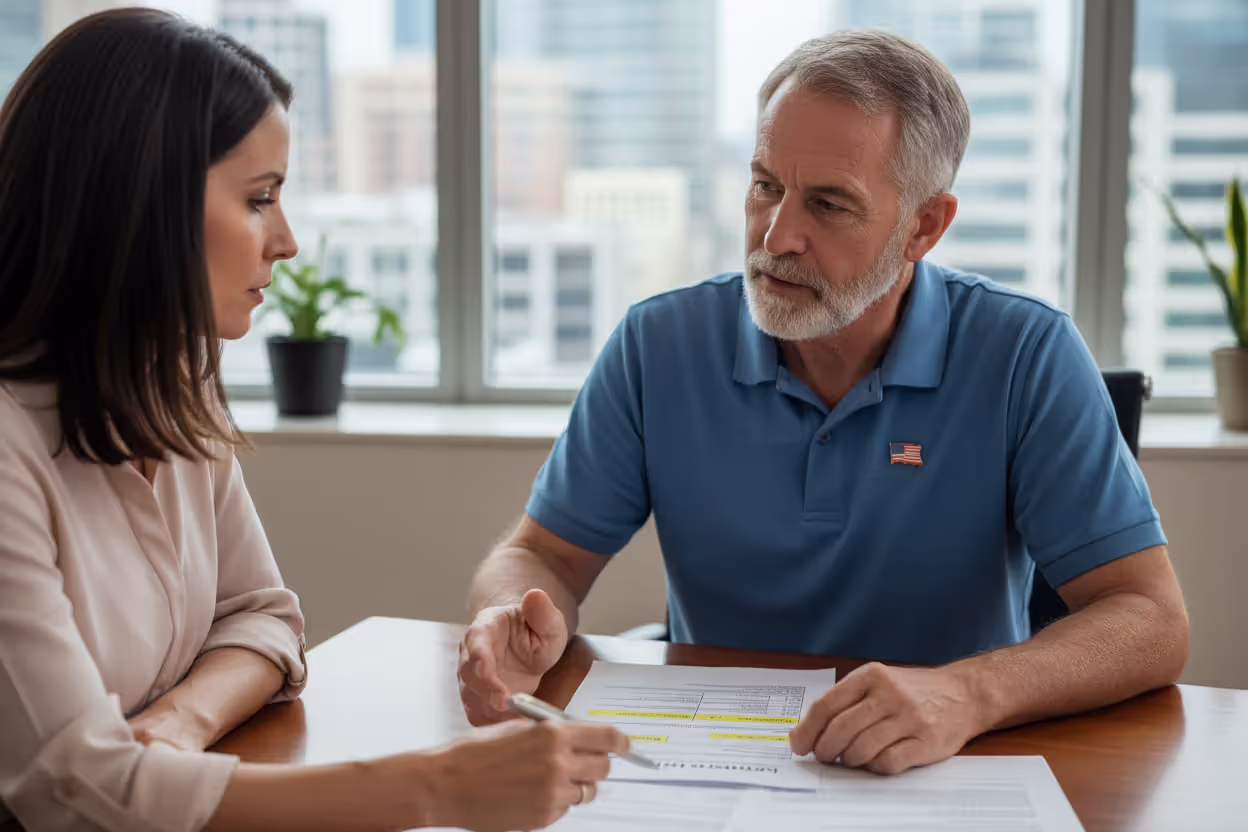 Veteran reviewing APR, lender fees, and rate lock terms before choosing a loan